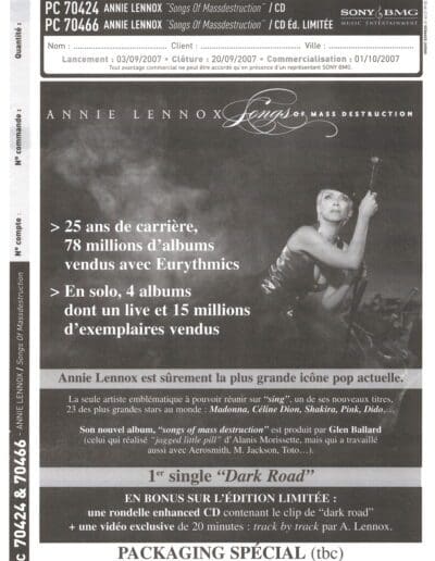 2007-09-03 – Annie Lennox – Songs Of Mass Destruction from France ID: 3188