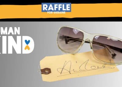 Annie Lennox has donated a pair of her Guess Sunglasses to the World Health Organisation initiative A Raffle For Ukraine