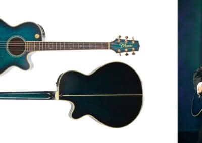 Former Spiritual Cowboys member John Turnbull to auction one of Dave Stewart’s old blue Takamine guitars at Bonhams auctioneers on 16th November in London.