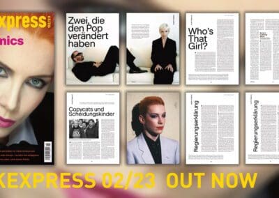Eurythmics fans in Germany, look out for Annie Lennox on the cover of the February edition of Musik Express
