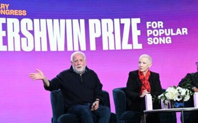 Annie Lennox appears at the TCA Winter Press Tour with Herbie Hancock to talk about Joni Mitchell’s award of the 2023 Gershwin Prize from Library of Congress