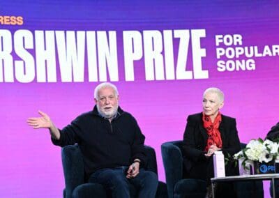 Annie Lennox appears at the TCA Winter Press Tour with Herbie Hancock to talk about Joni Mitchell’s award of the 2023 Gershwin Prize from Library of Congress